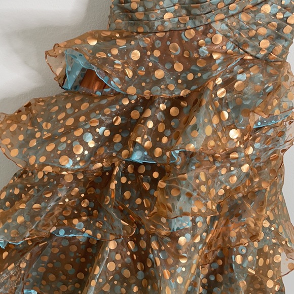 Tony Bowls size 2 copper & blue evening gown - Picture 4 of 9